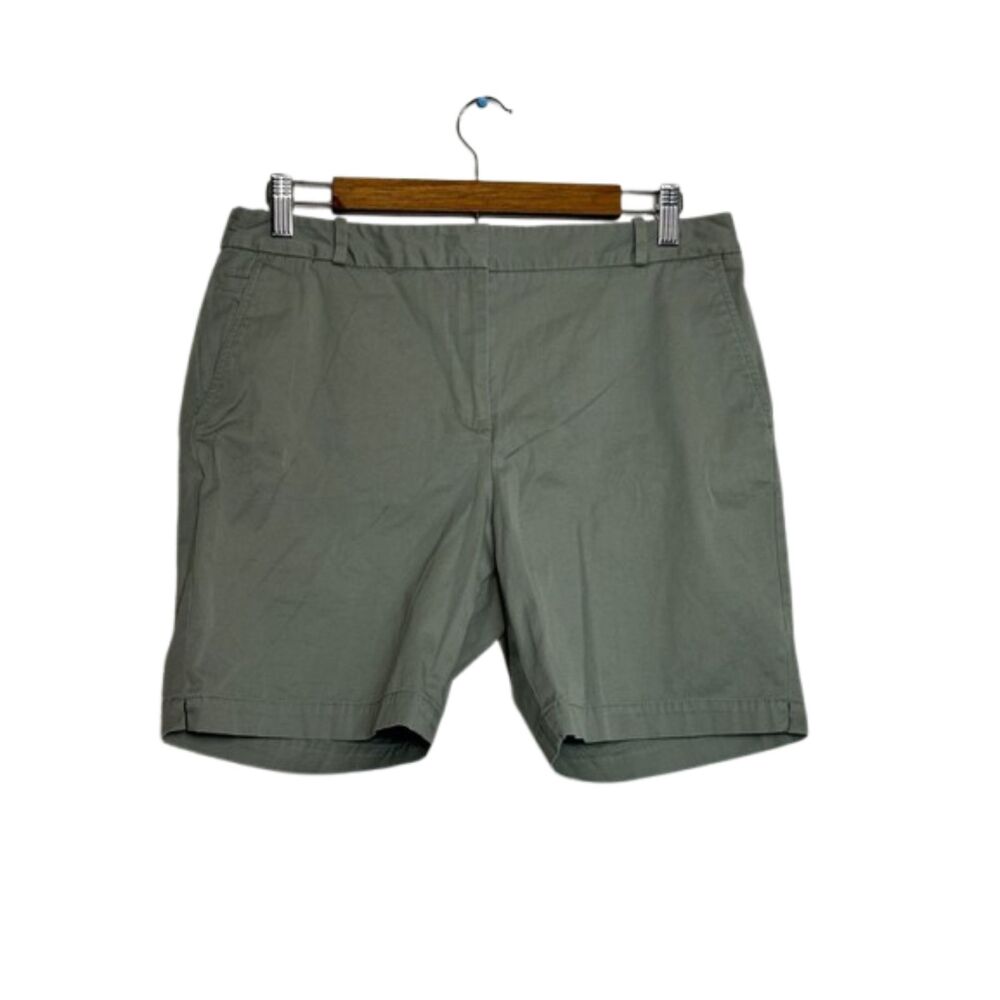 Talbots Perfect Shorts Womens 8 Chino Casual Preppy Classic Stretch Sage Green